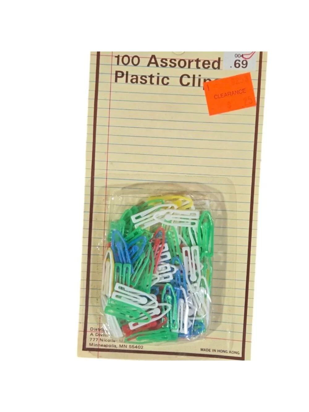 100 Assorted Plastic Clips Multi Color New Old Stock Vintage Target Office